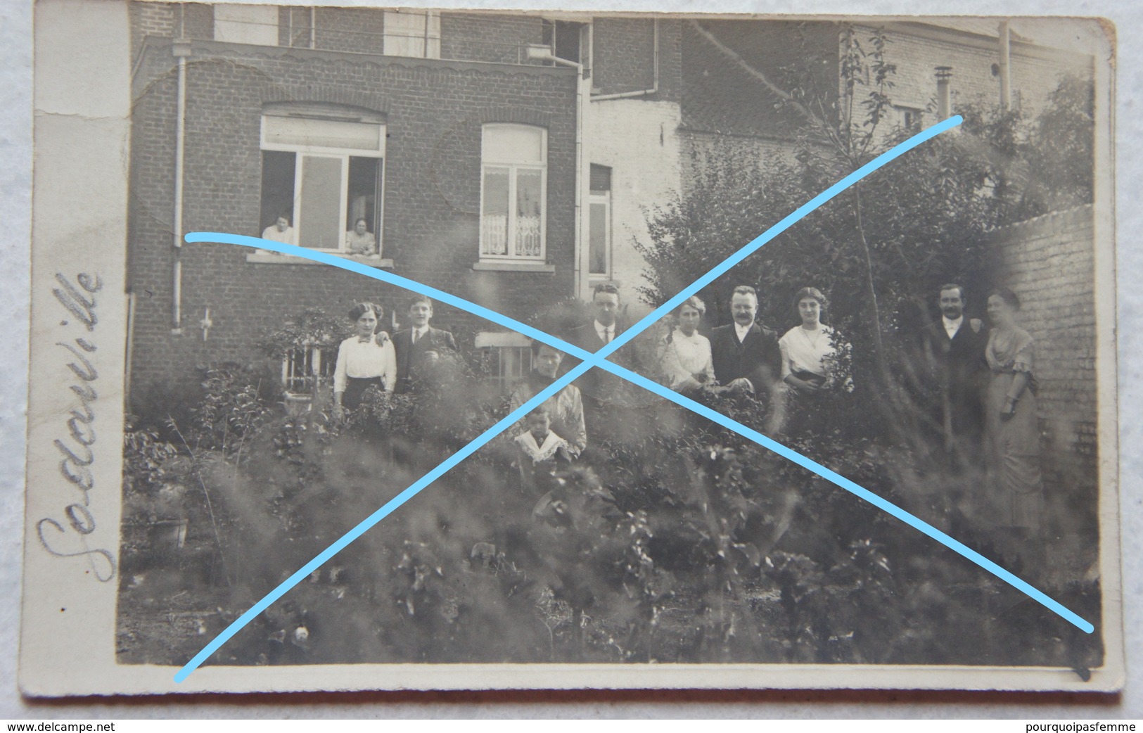 Photo GODARVILLE Trazegnies Manage Famille Au Jardin Cachet Postal 1913 Hainaut - Places