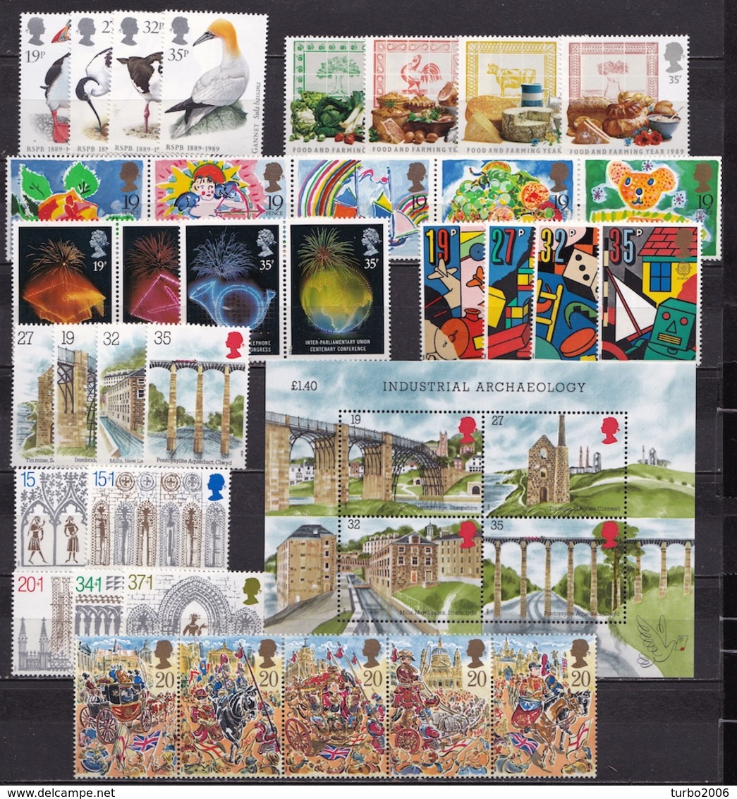 G.B. 1989 (almost) Complete MNH Year (without Machins) Michel 1185 / 1209 - 1230 / 1239 + B 5 (1 Set Missing) - Ongebruikt