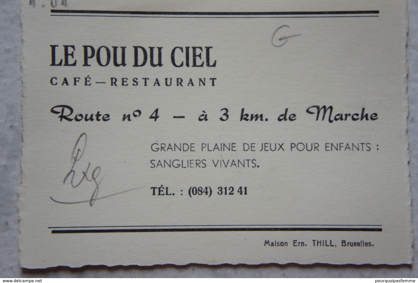 Carte Publicitaire MARCHE Restaurant Le POU Du CIEL Ardenne Luxembourg - Zonder Classificatie