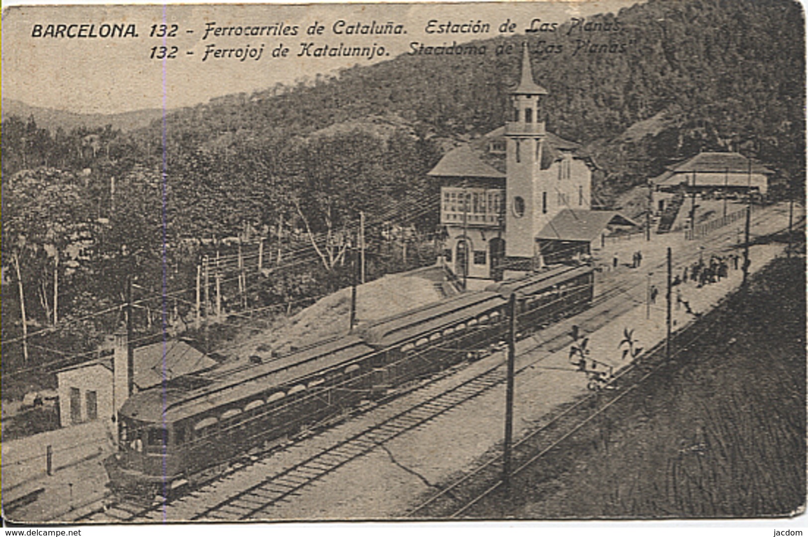 X117031 CATALUNYA BARCELONA ESTACION CON TREN DE LAS PLANAS LES PLENES FERROCARRILES DE CATALUNA - Barcelona