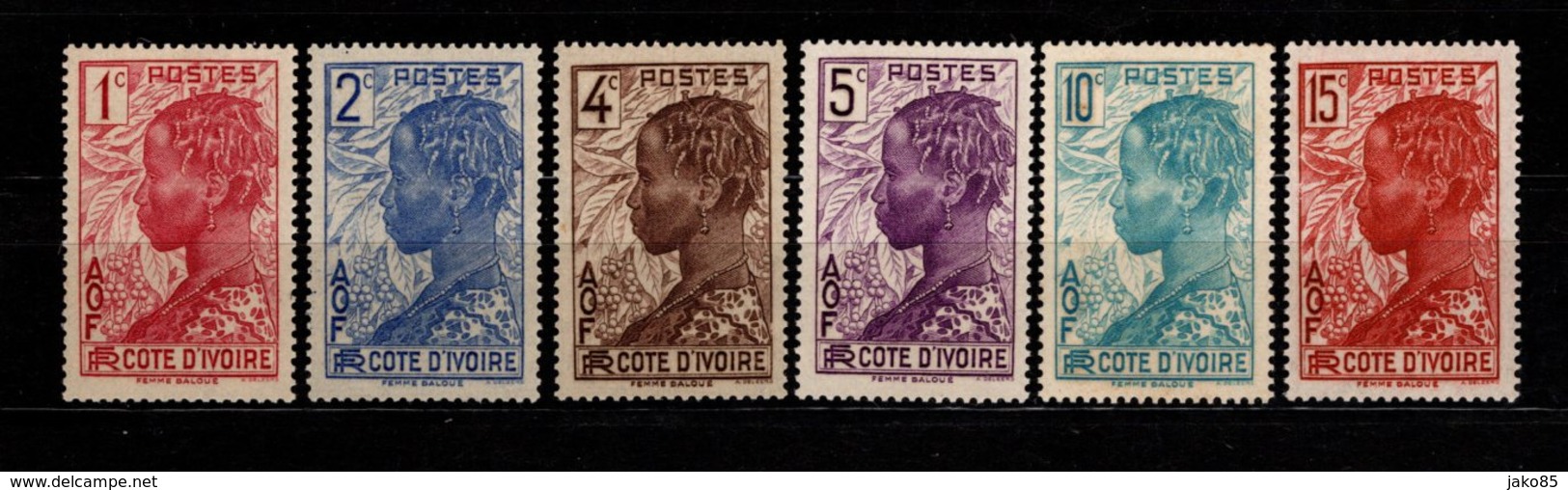 COTE D ' IVOIRE - 1936 - YT  N° 109 / 114 - ** - Femme Baloué - Neufs