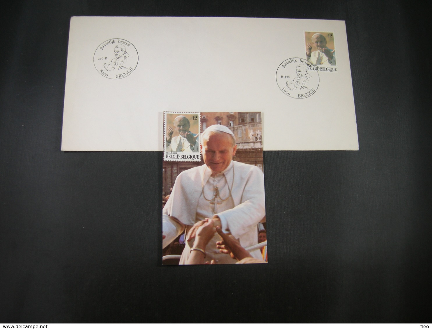 BELG.1985 2166 FDC Brugge & Filatelic Card : " Visite Du Pape Polonais Jean-Paul II / Pausbezoek Belgie " - 1981-1990