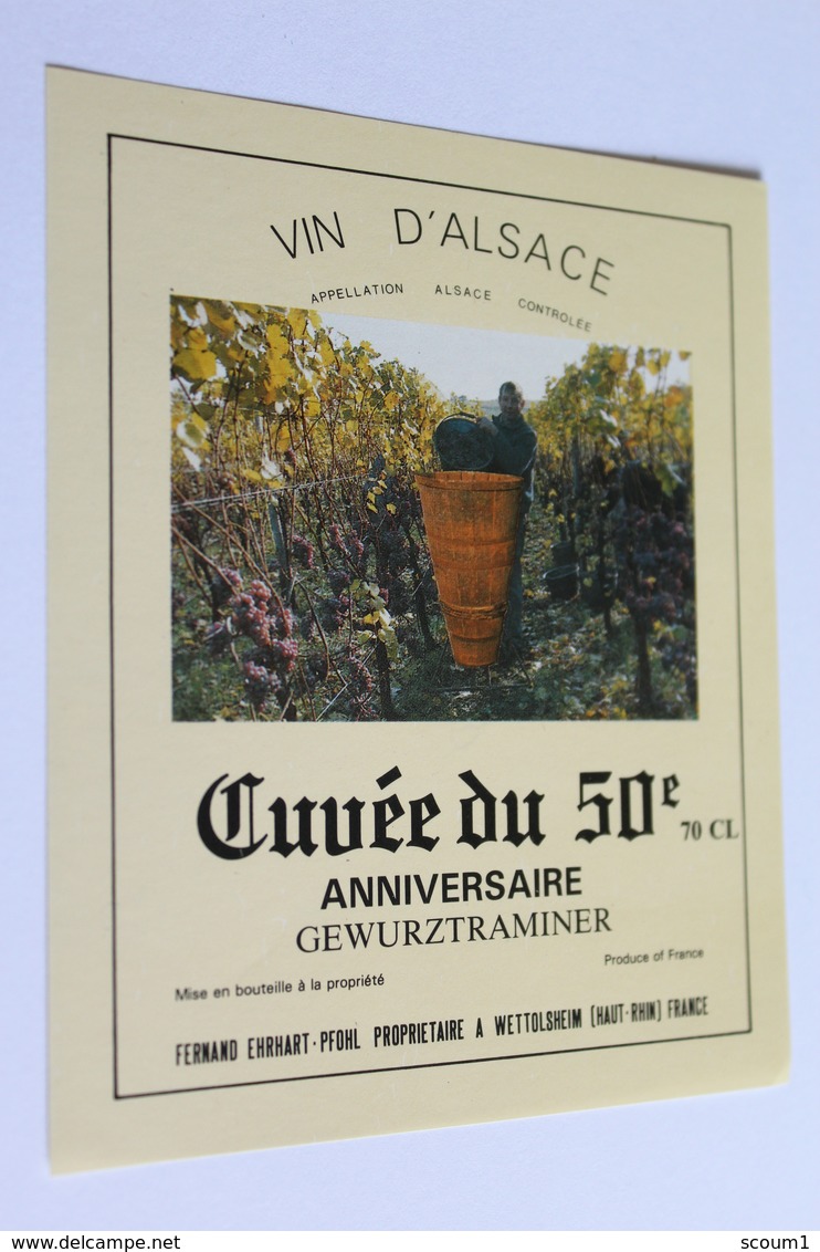 Etiquette De Vin Neuve Jamais Servie GEWURZTRAMINER  Cuvee Du 50e Anniversaire  Fernand Ehrhart  A Wettolsheim - Gewurztraminer