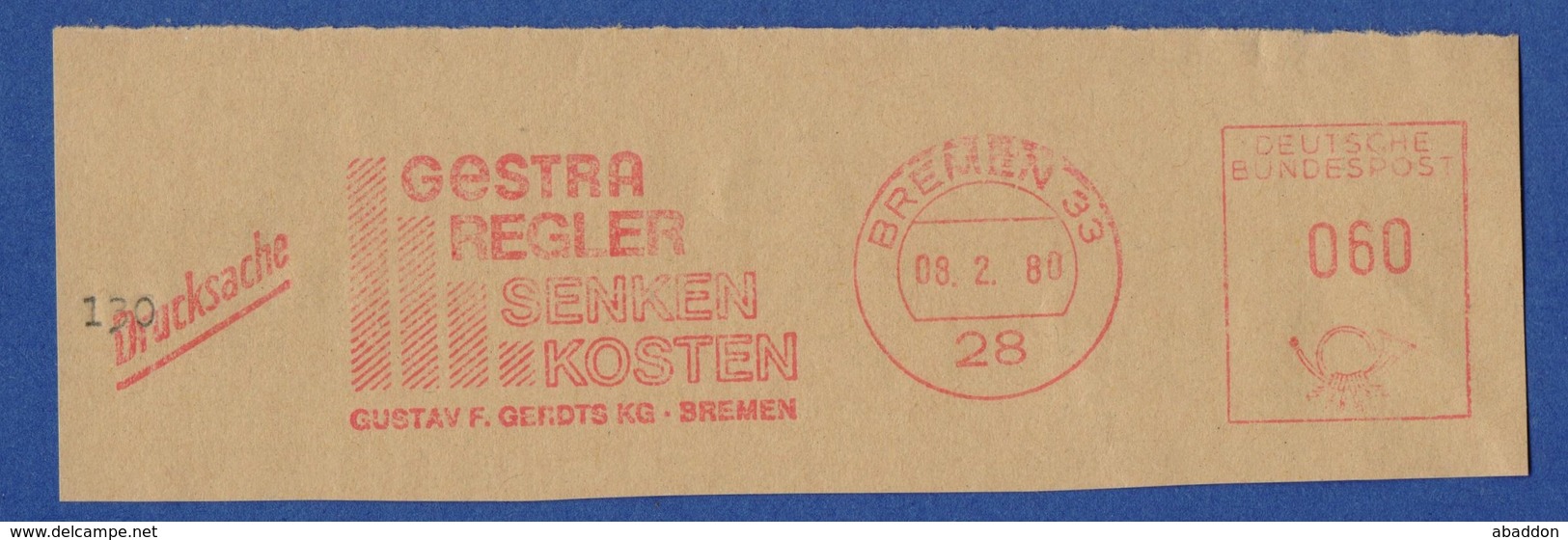 BRD AFS - BREMEN, Gestra Regler Senken Kosten 8.2.80 - Maschinenstempel (EMA)