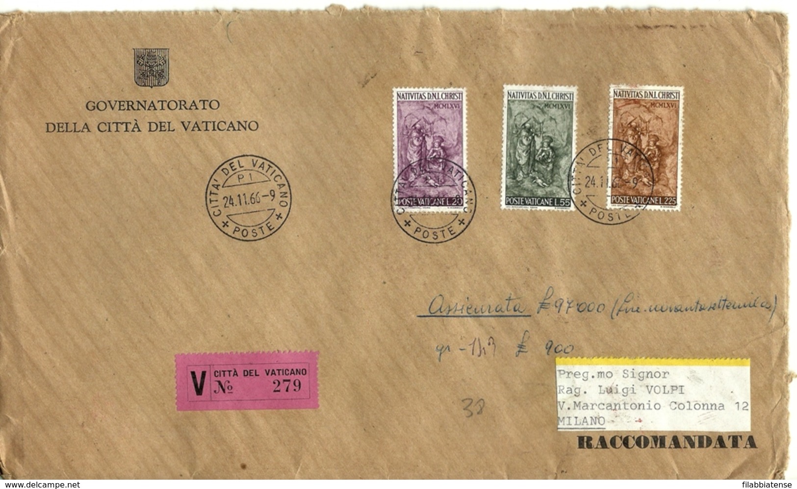 1966 - Vaticano 445/47 Santo Natale - Su Lettera - Natale