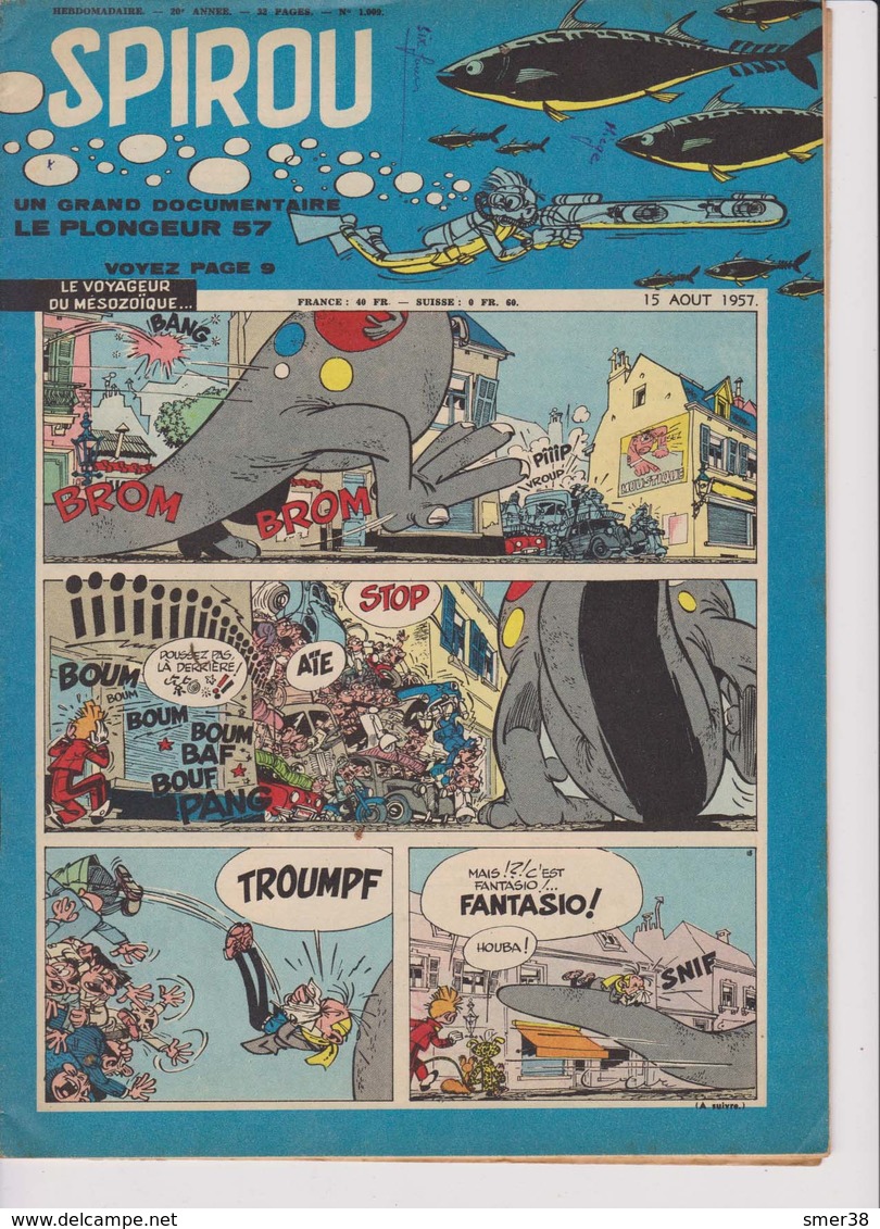 Spirou  N°1009 - 15 Aout 1957 - Spirou Magazine