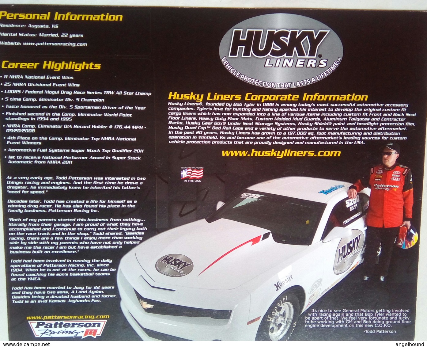 Husky Liners Todd Patterson - Apparel, Souvenirs & Other