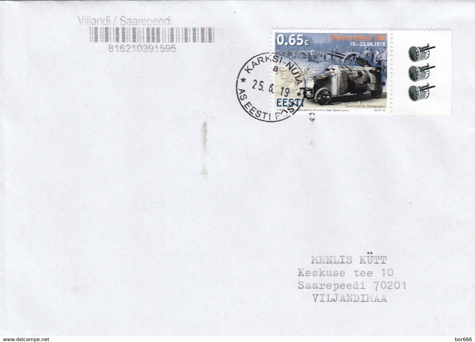 GOOD ESTONIA Postal Cover 2019 - Võnnu Battle / Car - Estonia