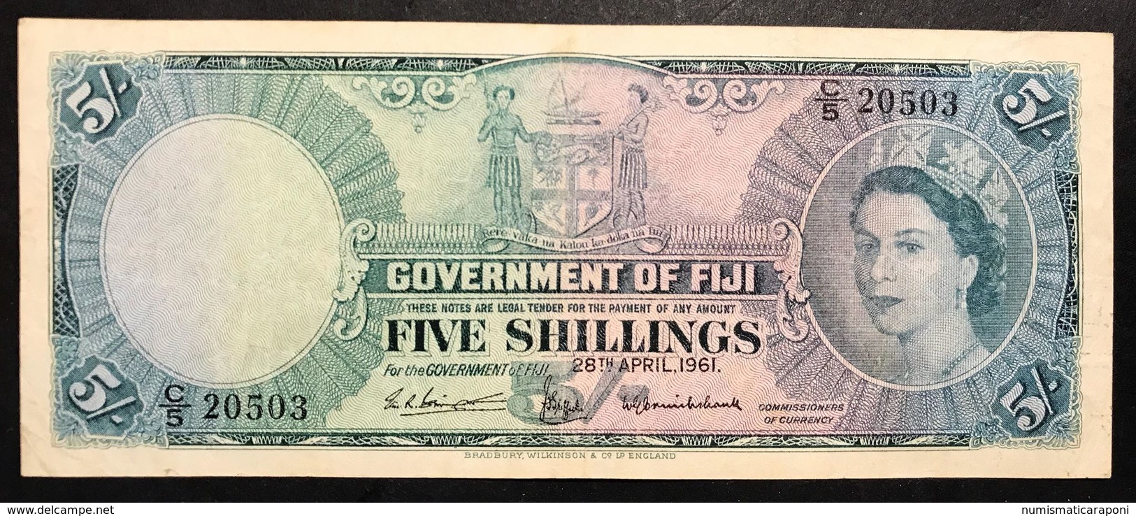 Figi Fiji 5 Shillings 1961 Pick 30  Lotto 2640 - Fiji