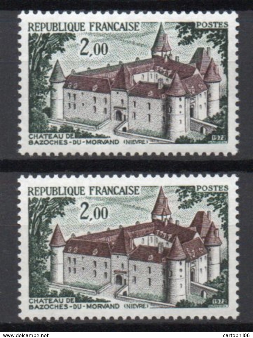 - FRANCE Variété N° 1726d ** - 2 F. Château De Bazoches-du-Morvand 1972 - TOITS VERTS - - Unused Stamps