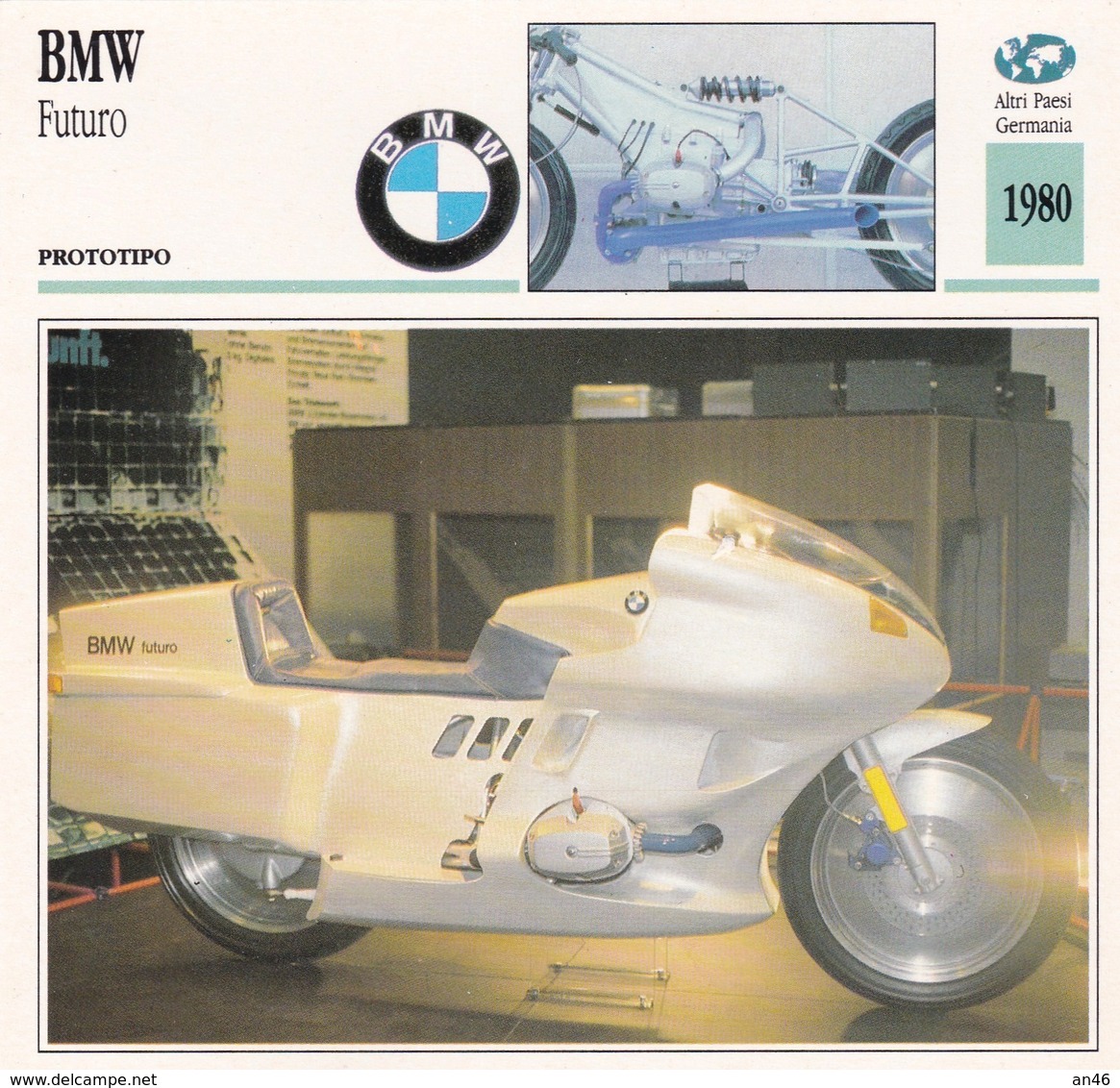 PRTOTIPO BMW FUTURO ALTRI PAESI GERMANIA 1980 DESCRIZIONE COMPLETA SUL RETRO AUTENTICA 100% - Advertising