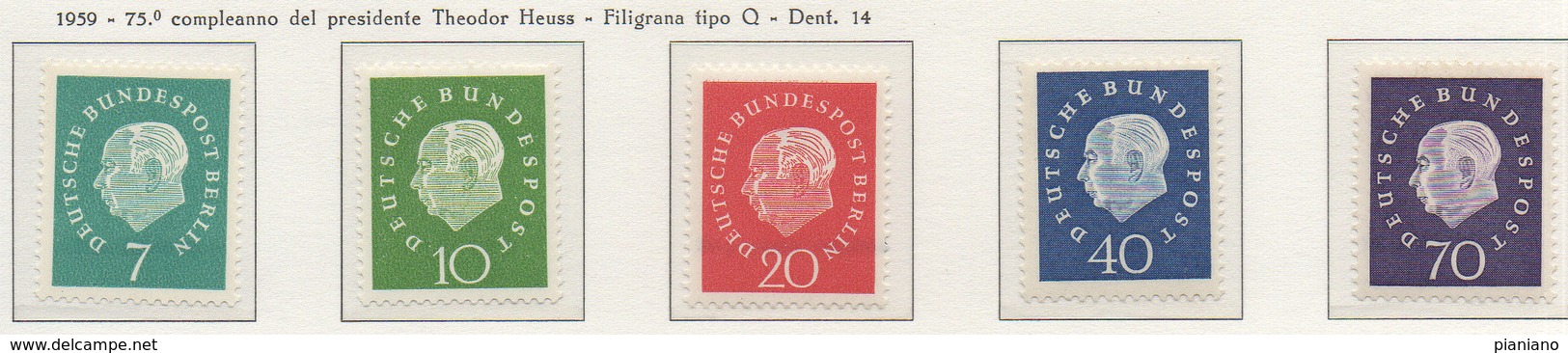 PIA - GERMANIA - 1959 - 75° Anniversario Del Presidente Theodor Heuss - (Yv 173-77) - Nuovi