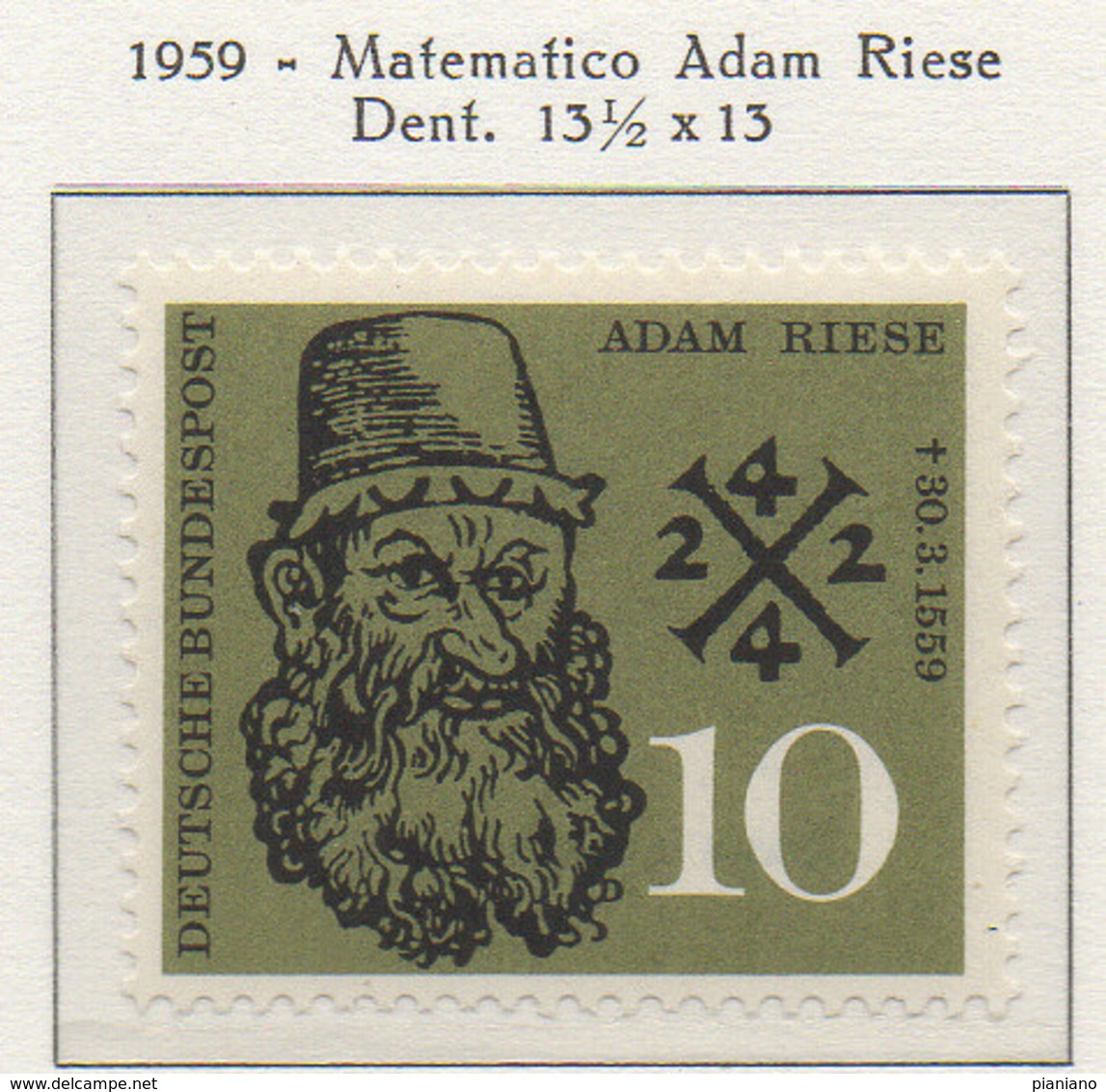 PIA - GERMANIA - 1959  : 400° Anniversario Della Morte Del Matematico Adam Riese -   (Yv 179) - Nuovi
