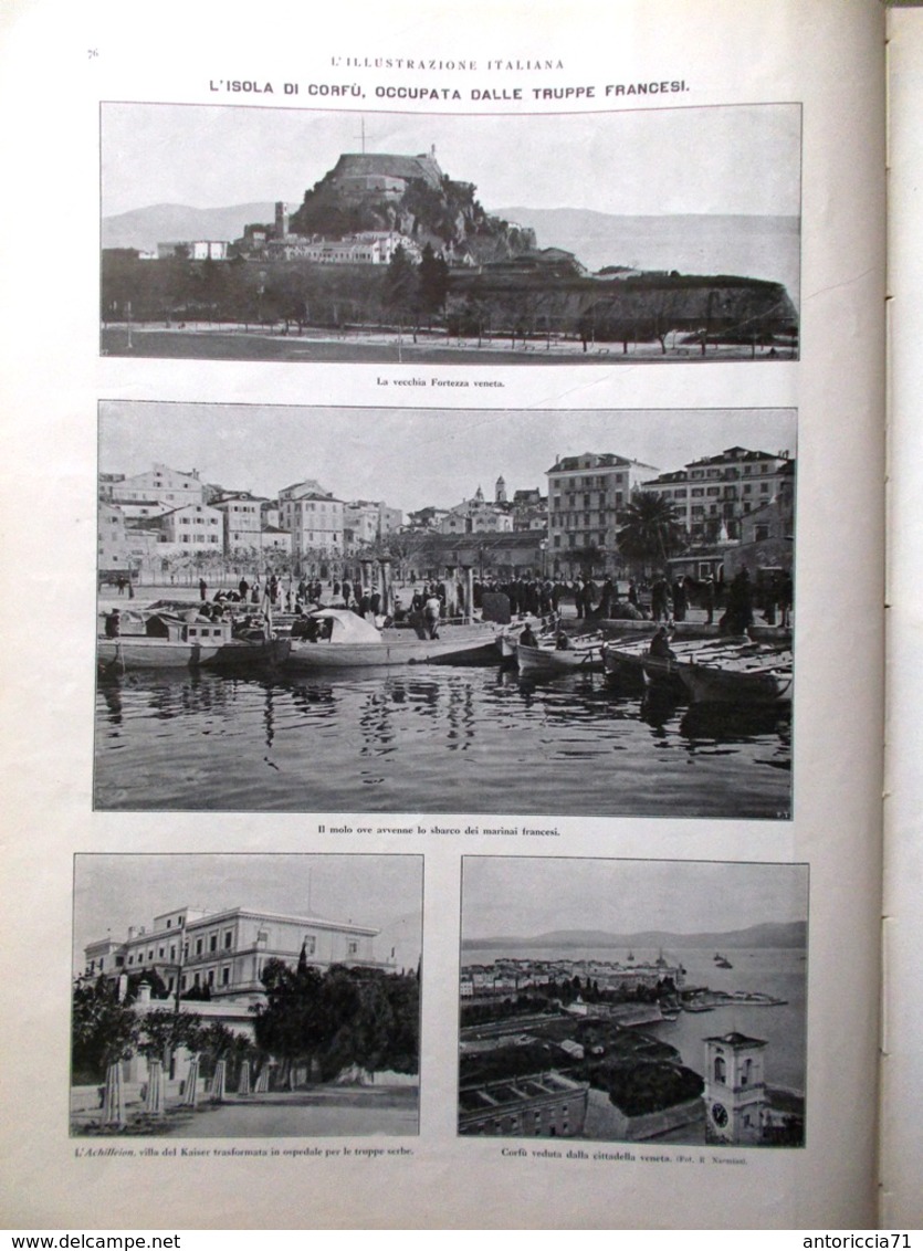 L'illustrazione Italiana 23 Gennaio 1916 WW1 Duilio Lucinico Occupazione Corfù - Guerra 1914-18