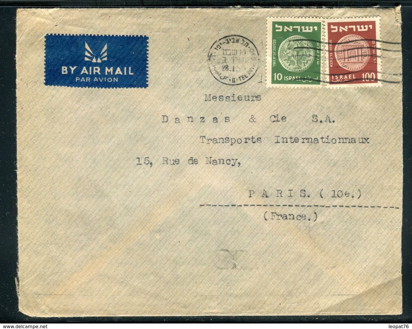 Israël - Enveloppe De Tel Aviv  Pour La France En 1954 -  Réf J148 - Cartas & Documentos