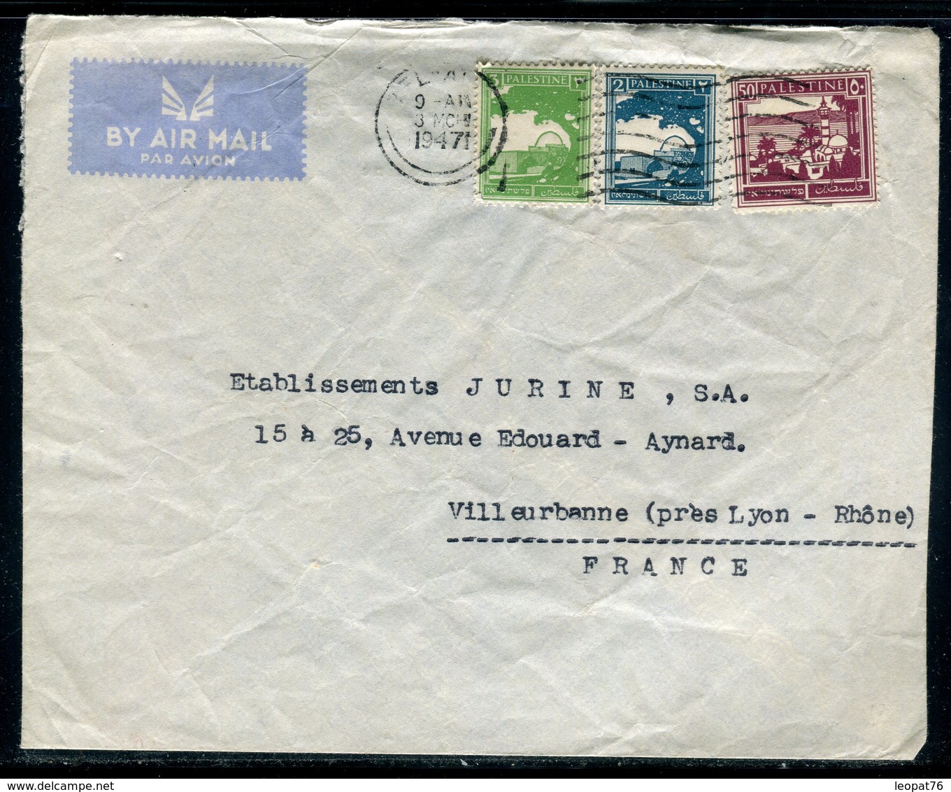 Palestine - Enveloppe Commerciale De Tel Aviv Pour La France En 1947 , Affranchissement Plaisant -  Réf J154 - Palästina