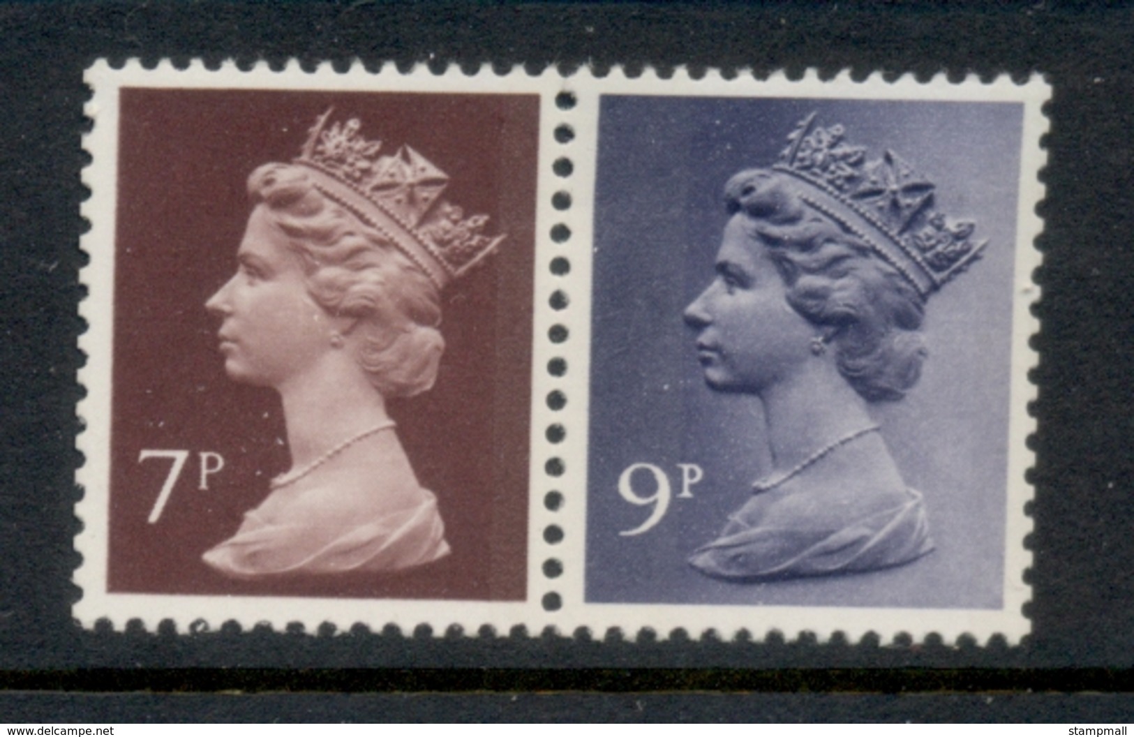 GB 1978 Machin 9p Bluish Violet 2B, 7p Chocolate RB MUH - Machins