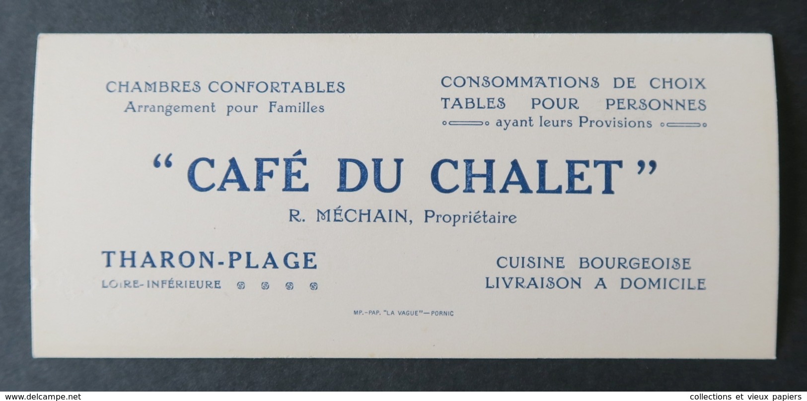 CAFÉ DU CHALET Méchain Propriétaire THARON-PLAGE Carte De Visite Hôtel - Tharon-Plage