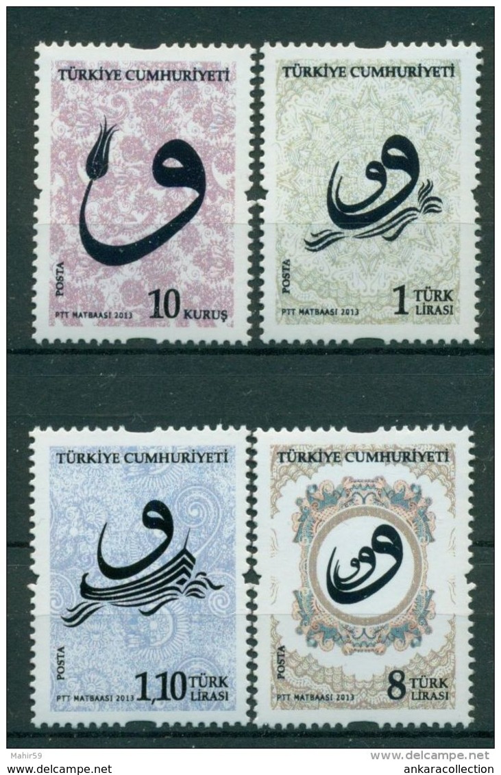 AC - TURKEY STAMP -  REGULAR POSTAGE STAMPS WITH THE THEME OF CALLIGRAPGHY MNH 27 AUGUST 2013 - Nuevos