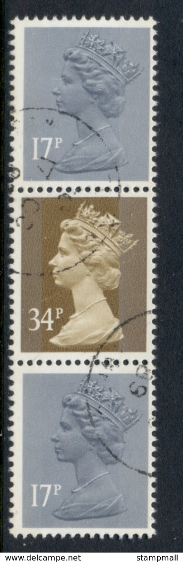 GB 1984 Machin 2x17p Grey-blue 2B, 34p Ocher Brown 2b FU - Machins