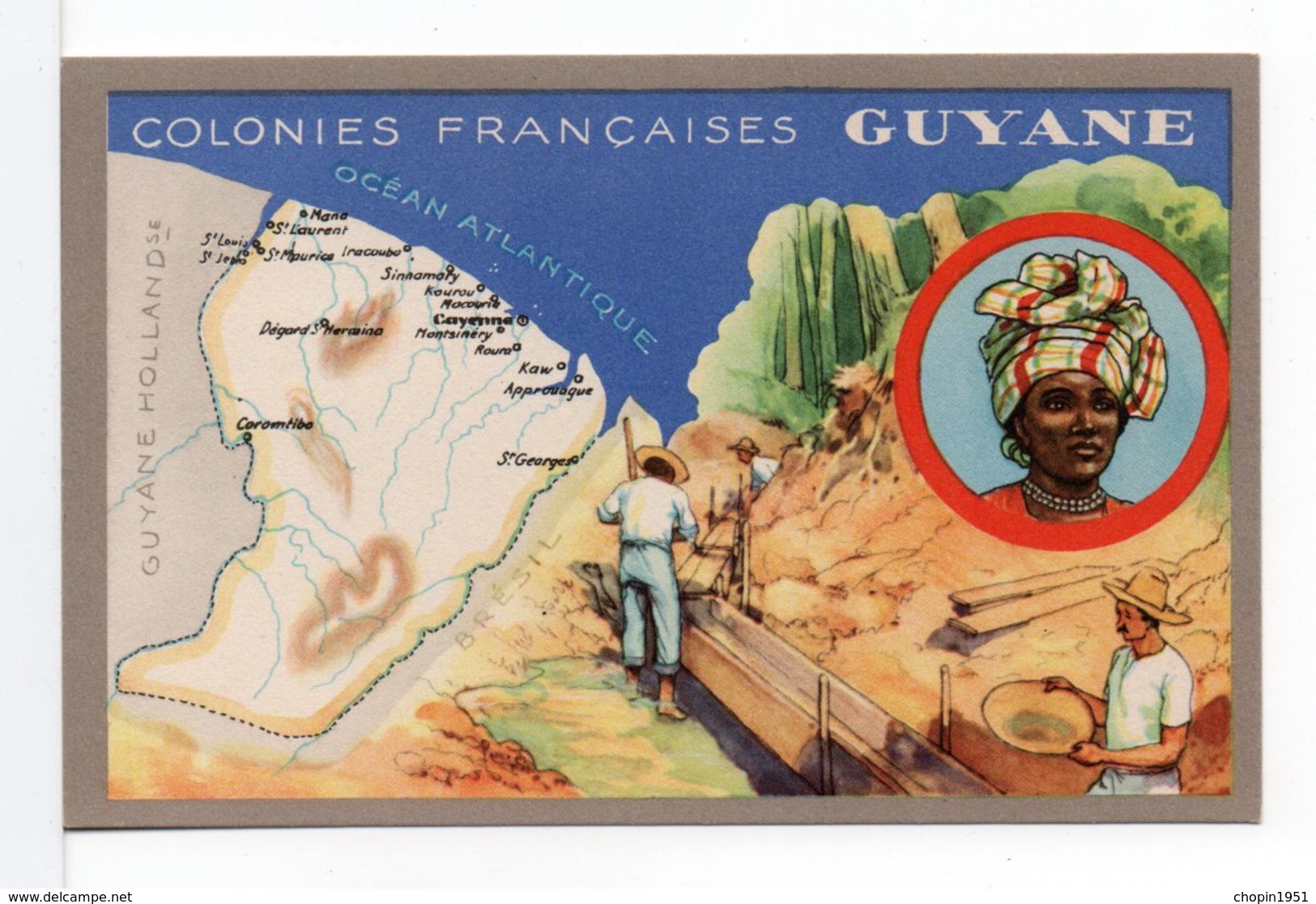CARTE - COLONIES FRANÇAISES - GUYANE - 1900-1949