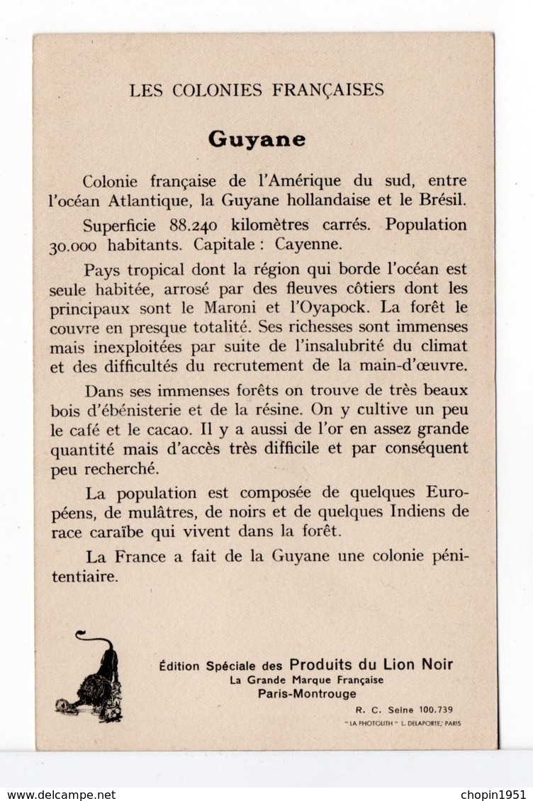 CARTE - COLONIES FRANÇAISES - GUYANE - 1900-1949