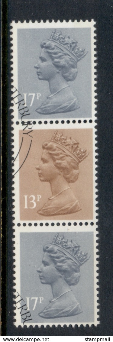 GB 1984 Machin 13p Chestnut 1xLB,2x17p Grey-blue 2B FU - Machins