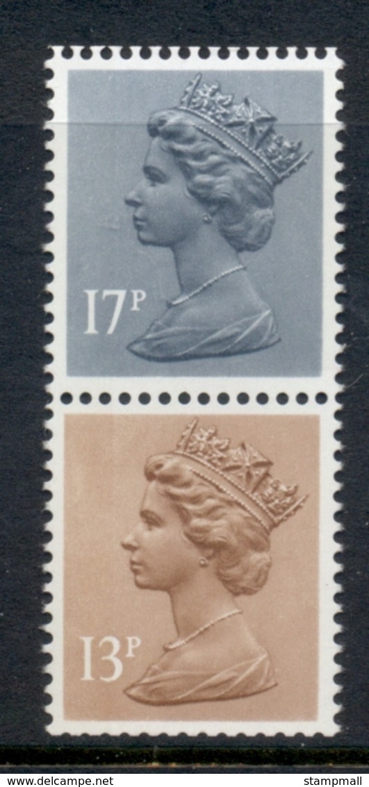 GB 1984 Machin 13p Chestnut LB,17p Grey-blue 2B MUH - Machins