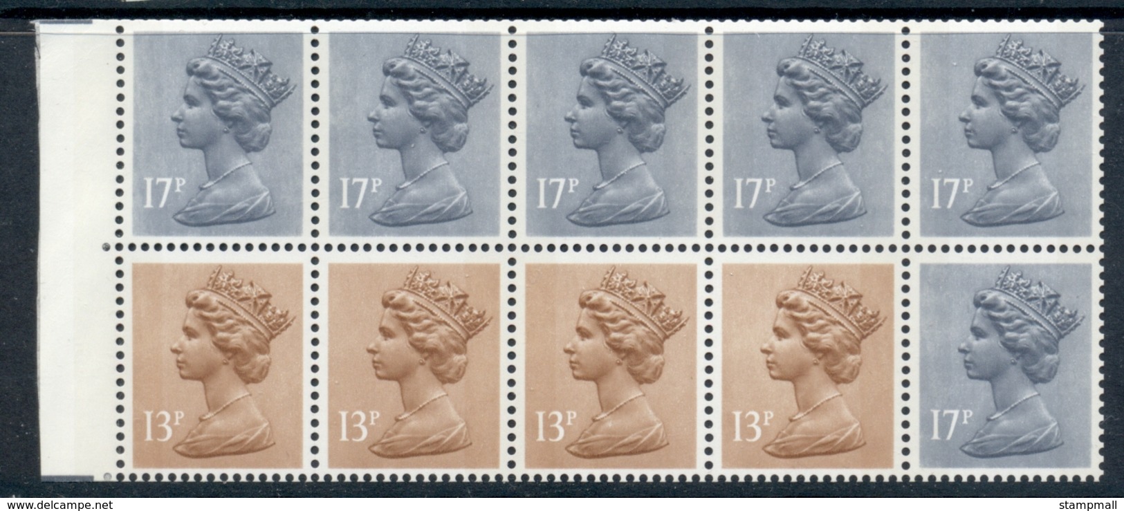 GB 1984 Machin 13p Pale Chestnut 2xLB, 2xRB, 6x17p Grey-blue 2B Booklet Pane MUH - Machins