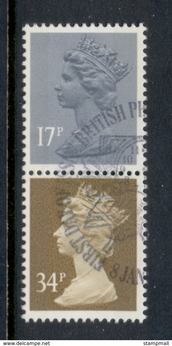 GB 1984 Machin 17p Grey-blue 2B, 34p Ocher Brown 2b FU - Machins