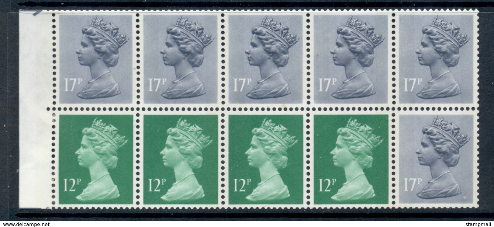 GB 1986 Machin 12p Bright Emarald 2xLB, 2xRB, 6x17p Grey-blue 2B Booklet Pame MUH - Machins