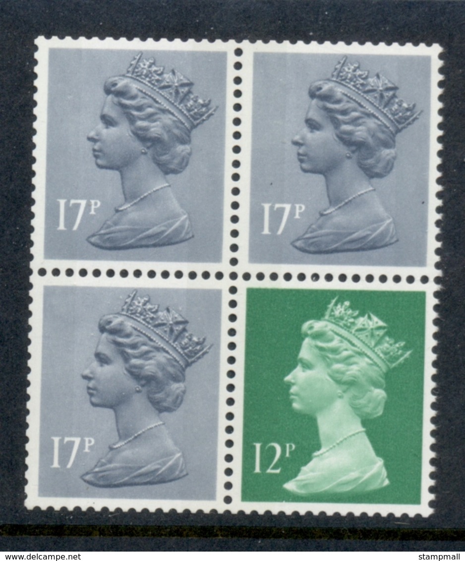 GB 1986 Machin 12p Bright Emarald LB, 17p Grey-blue 2B MUH - Machins