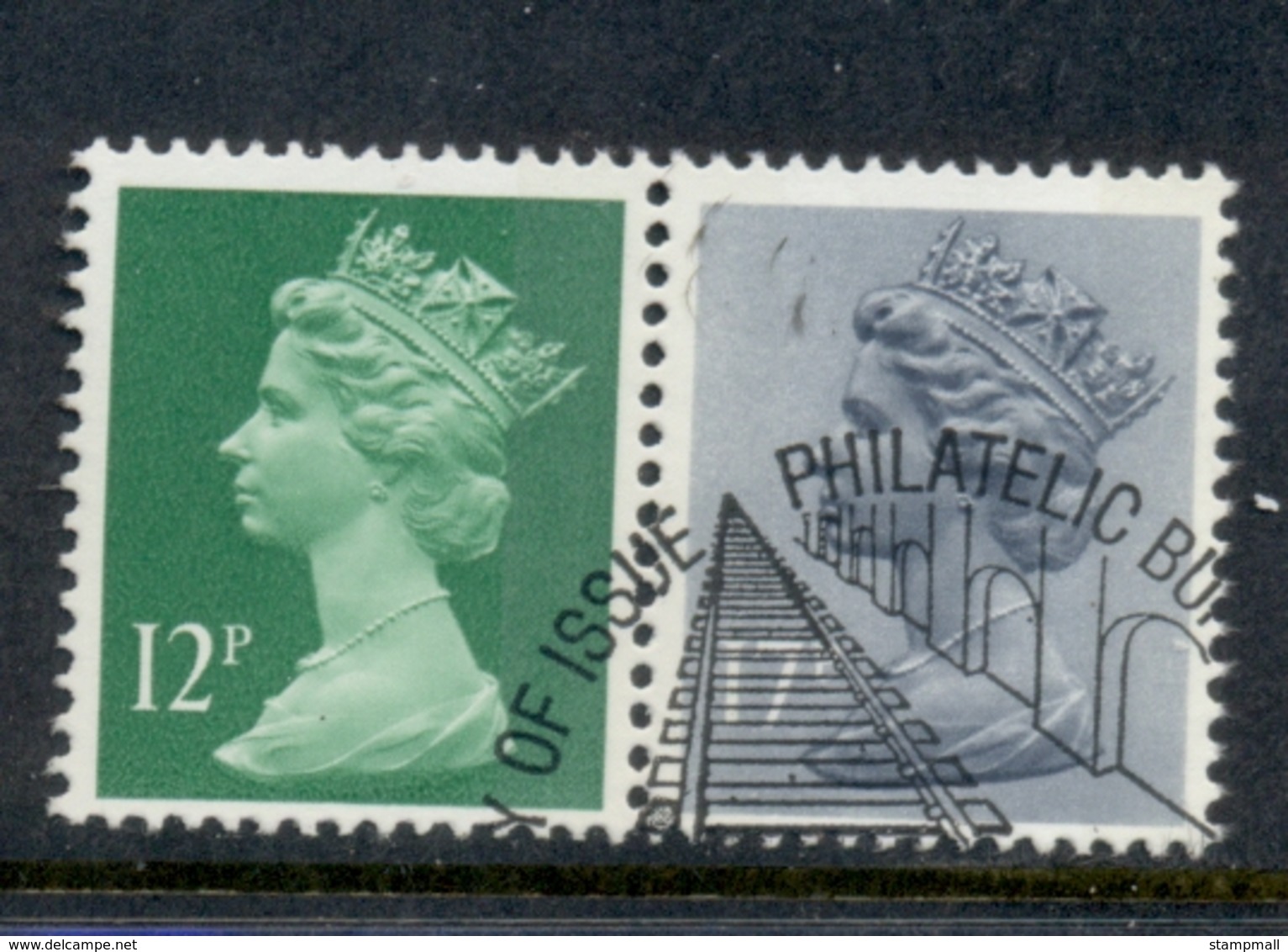 GB 1986 Machin 12p Bright Emarald RB, 17p Grey-blue 2B FU - Machins