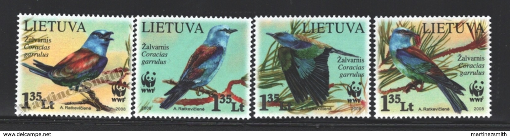 Lituanie – Lithuania – Lituania 2008 Yvert 852-55, Fauna Protection, WWF, Birds - MNH - Lituania