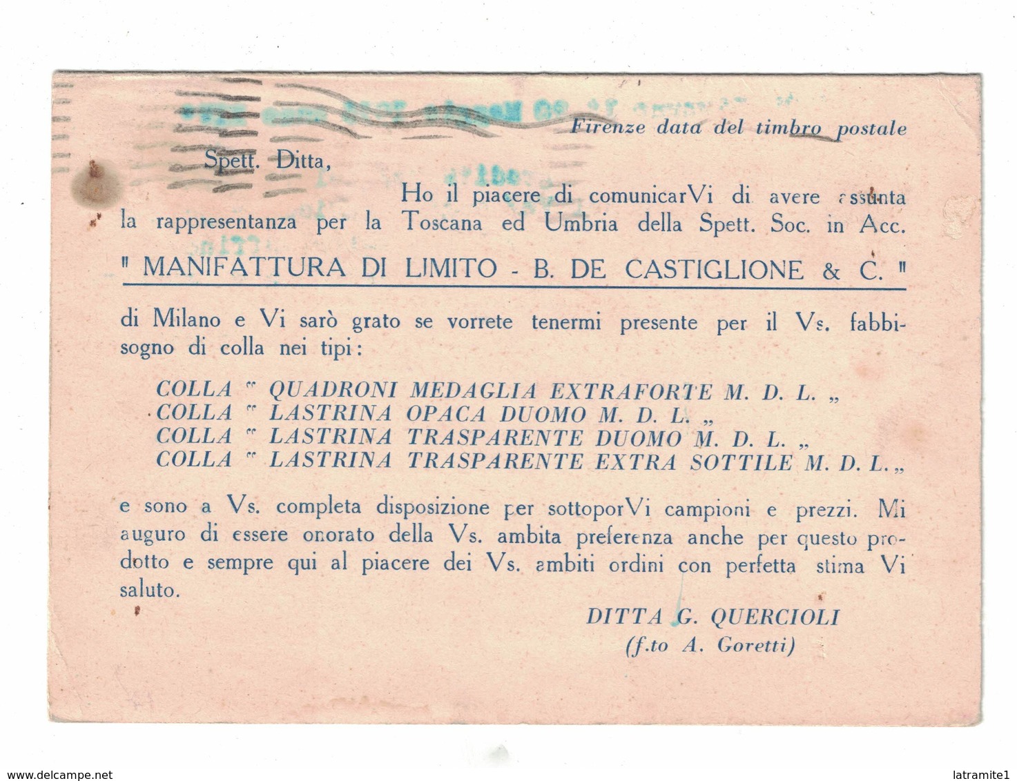 CARTOLINA POSTALE CARTE POSTALE OLEIFICIO FRATELLI BURESTI - Pubblicitari