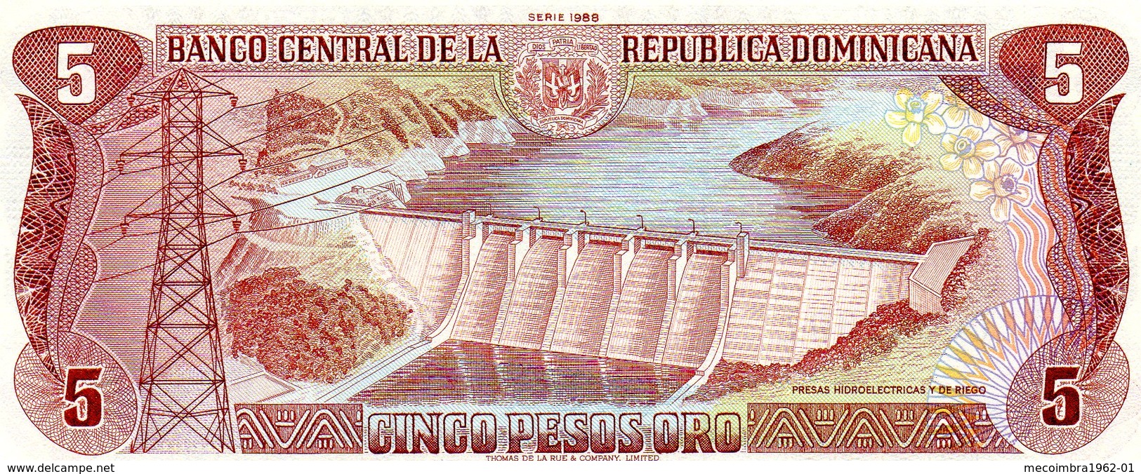 MEC.62 / RÉP. DOMINICAINE / 5 PESOS ORO 1988 SANCHEZ / UNC - República Dominicana