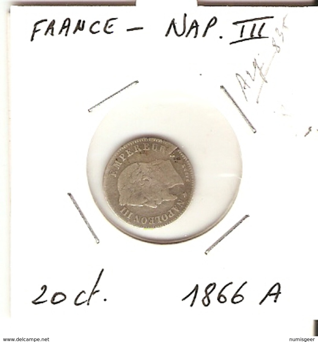 NAPOLEON III   ---  20 Ct. 1866 A - 20 Centimes