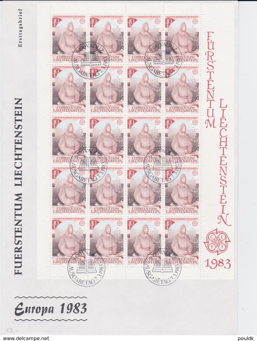 Liechtenstein 1983 FDC Europa CEPT Complete Sheet  (LAR**A27) - 1983