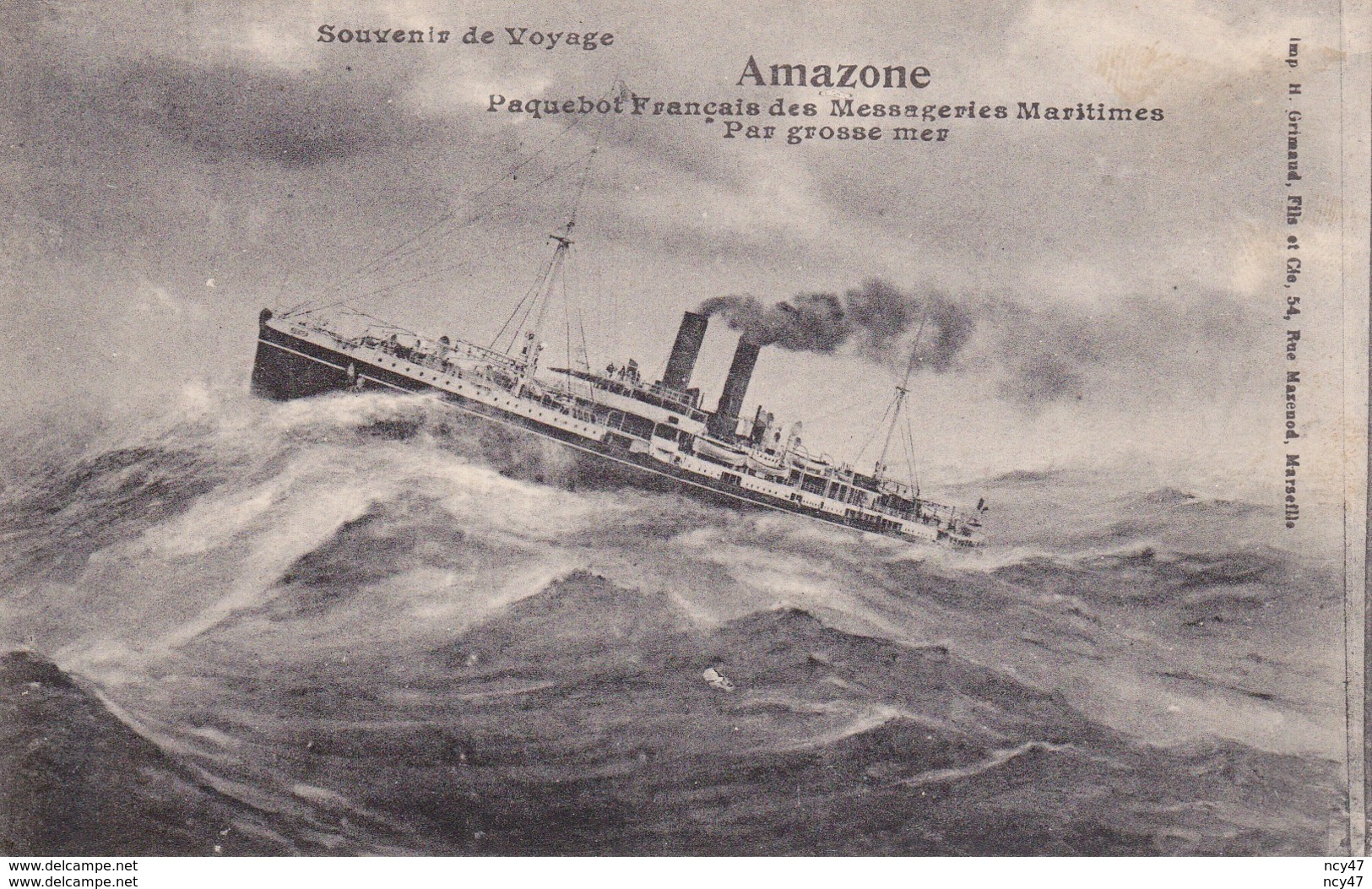 CPA  Paquebot Français Des Messageries Maritimes "AMAZONE" , Par Grosse Mer. ...D136 - Steamers