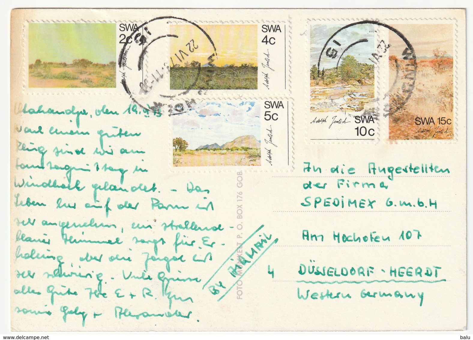 AK Namibia SWA. 1973 Postalisch Nach Düsseldorf. 2 Scans. 14,8 X 10,5 Cm - Namibia