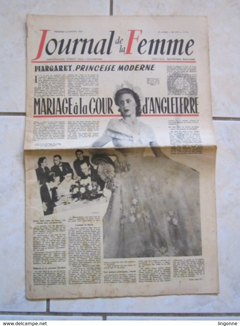 RARE LE JOURNAL De La FEMME Hebdomadaire Interdit Sous L'Occupation Directrice : Raymonde MACHARD  26 JANVIER 1949 - Autres & Non Classés