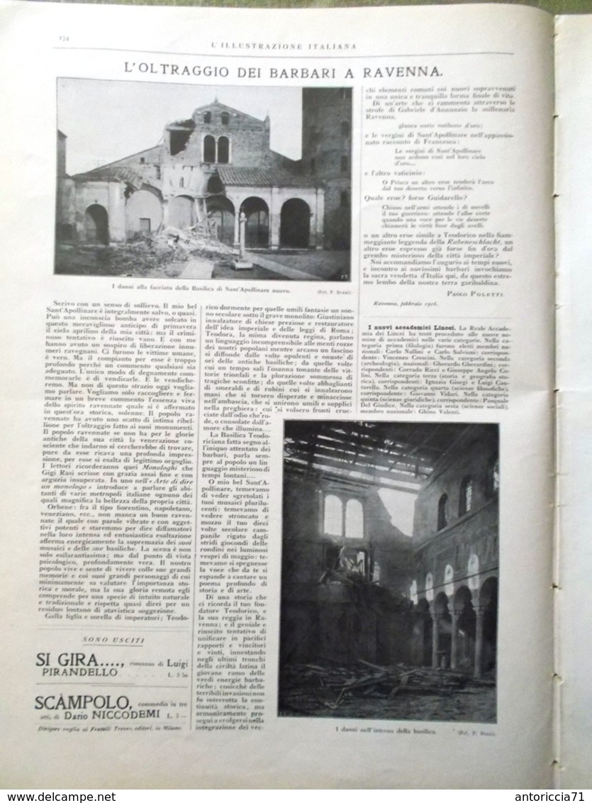 L'illustrazione Italiana 27 Febbraio 1916 WW1 Ravenna Armenia San Michele Cereda - Guerre 1914-18