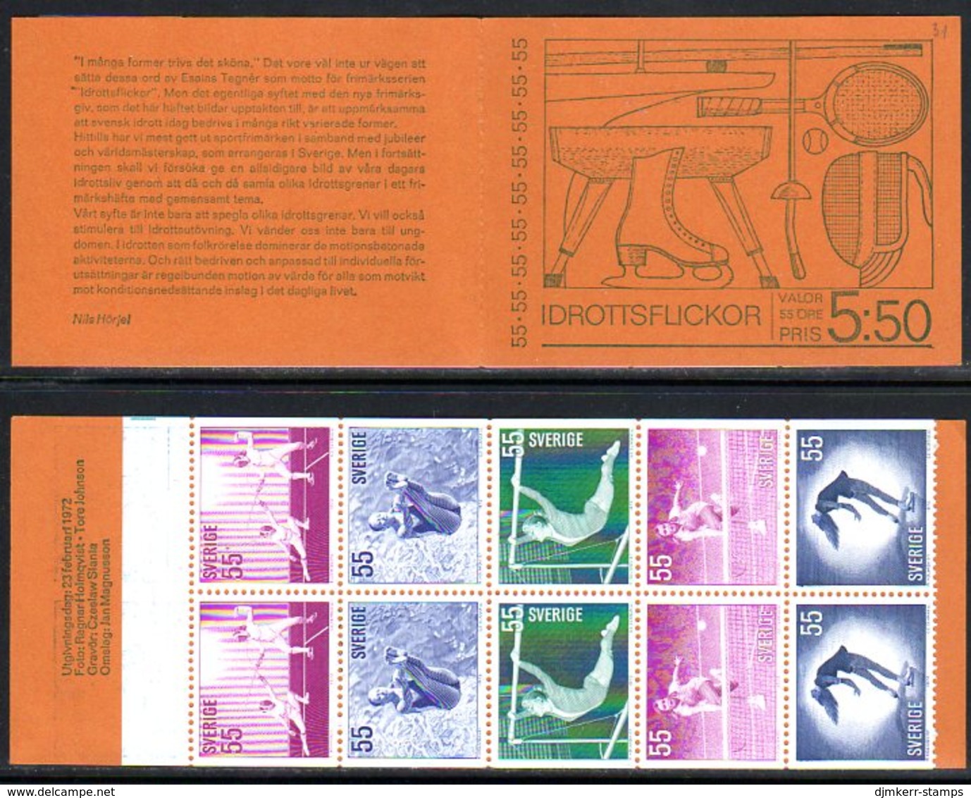 SWEDEN 1972  Sportswomen Booklet MNH / **.  Michel MH31 - 1951-80