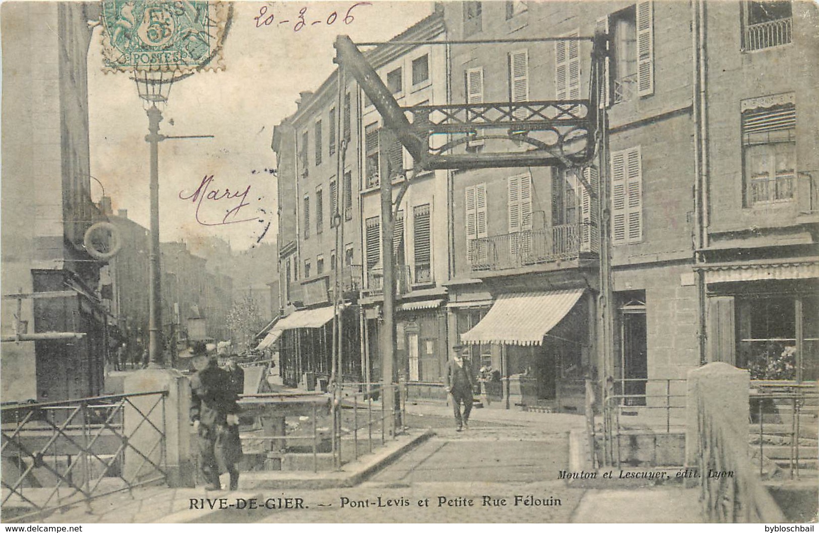 CPA 42 Loire Rive De Gier Pont Levis Et Petite Rue Félouin - Rive De Gier