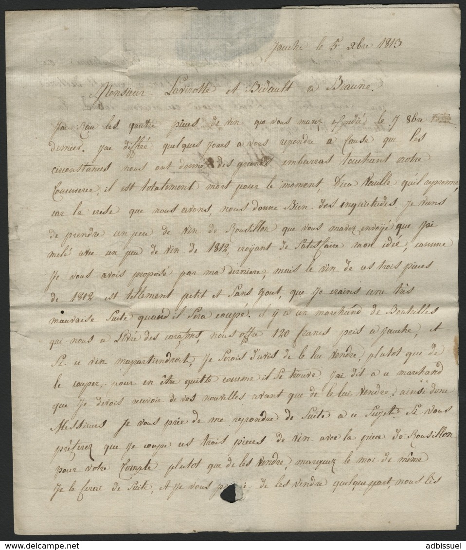 1813 "94 / LOUVAIN" En Noir S/ Lettre Datée Du 5/12/1813 Adressée à Beaune (Côte D'or). Voir Description - 1792-1815: Départements Conquis