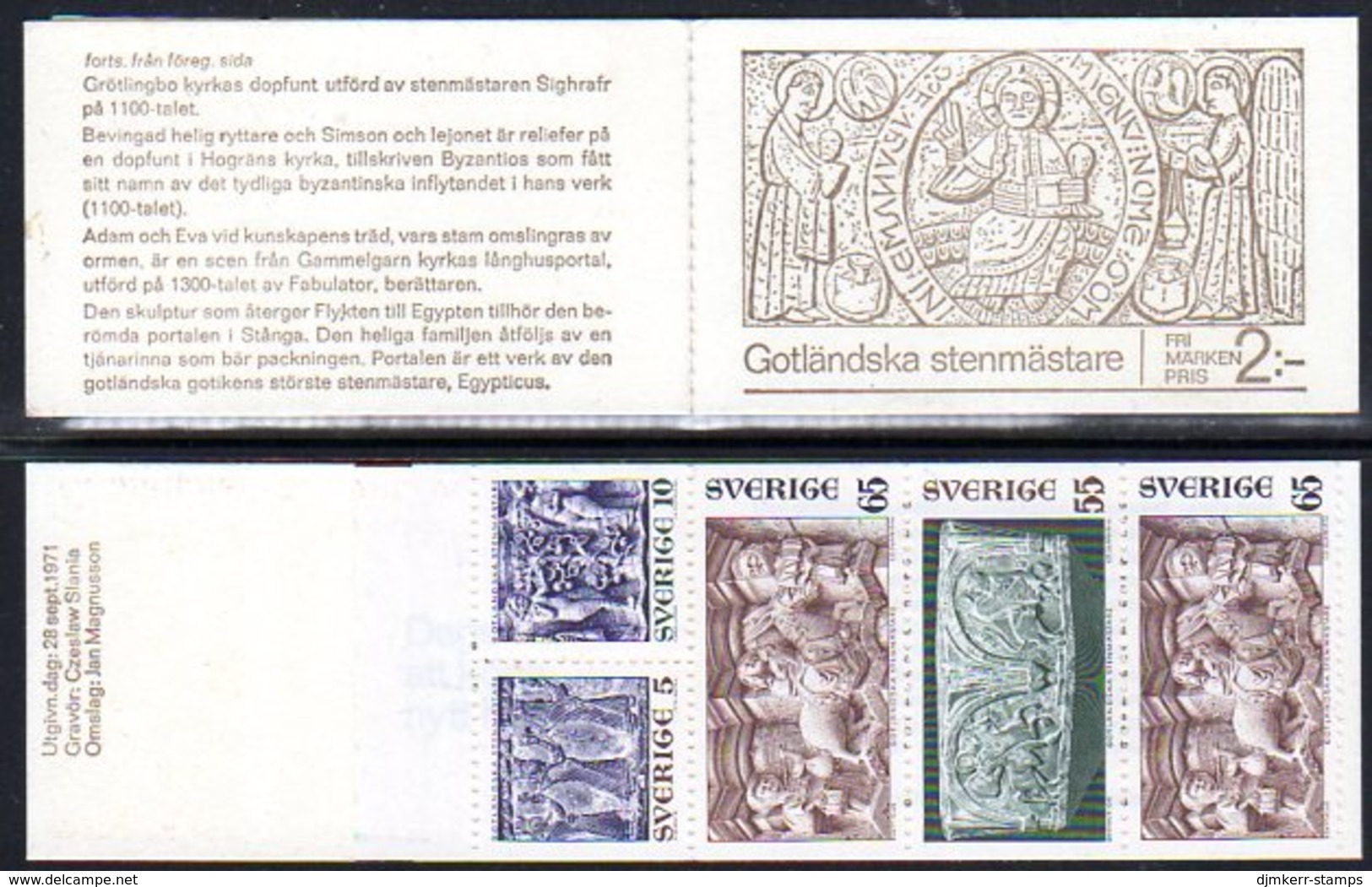 SWEDEN 1971 Gotland Stone Carvings Booklet MNH / **.  Michel MH28 - 1951-80