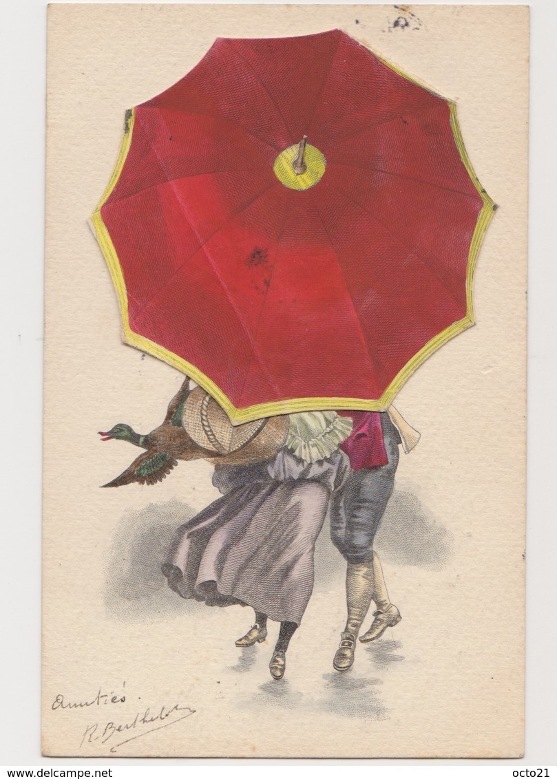 Carte Fantaisie à Système / Couple Caché Sous Un Parapluie - Couples