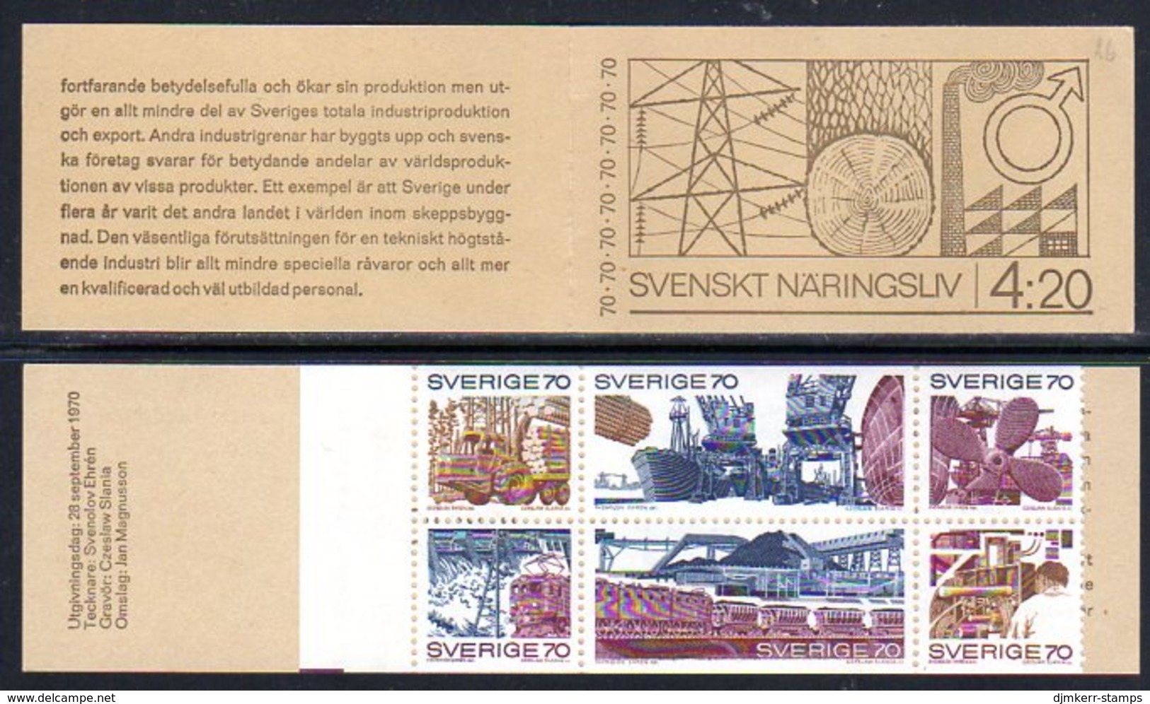 SWEDEN 1970 Commerce And Industry MNH / **.  Michel MH26 - 1951-80