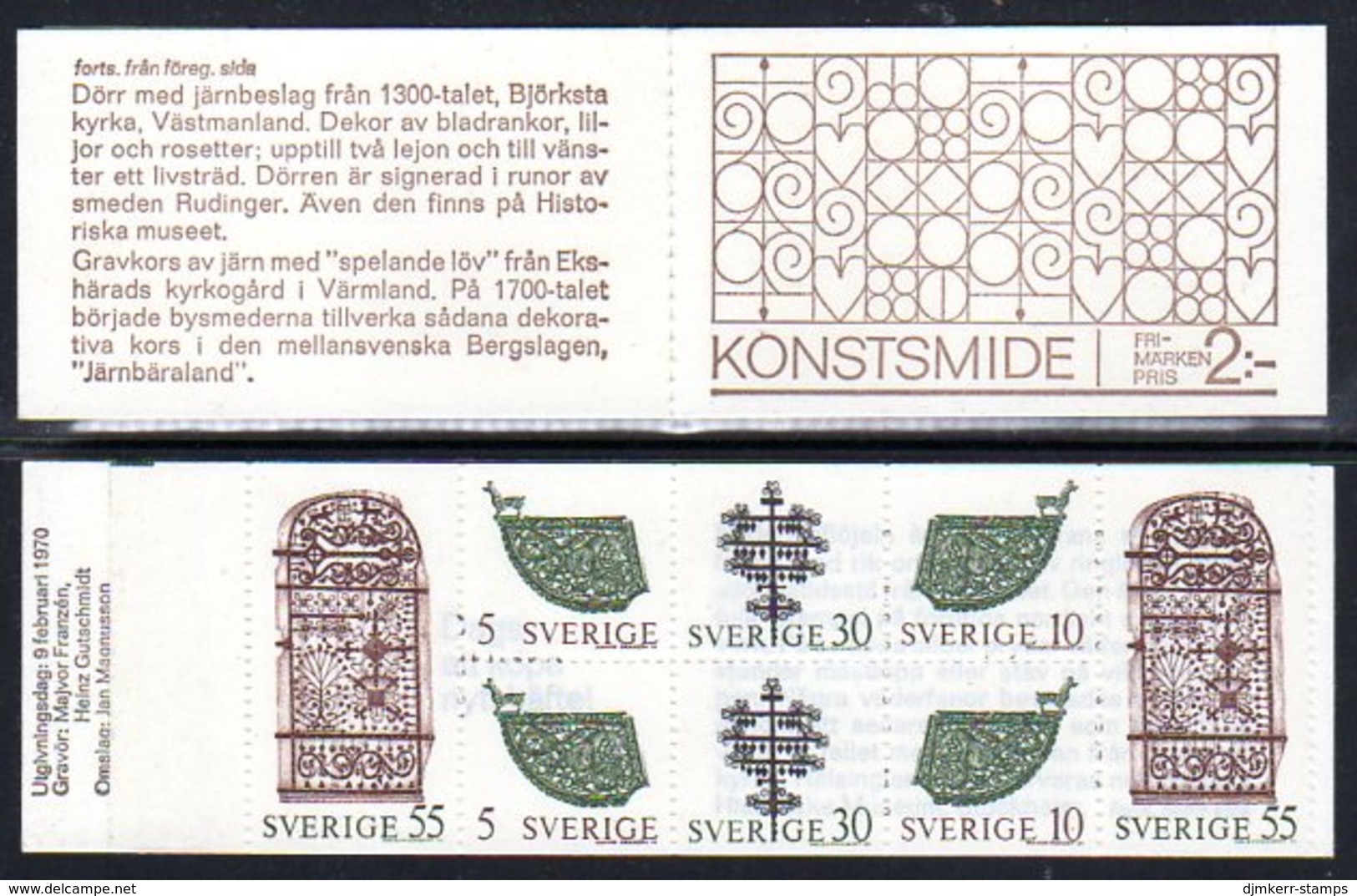 SWEDEN 1970 Ironwork Booklet MNH / **.  Michel MH24 - 1951-80