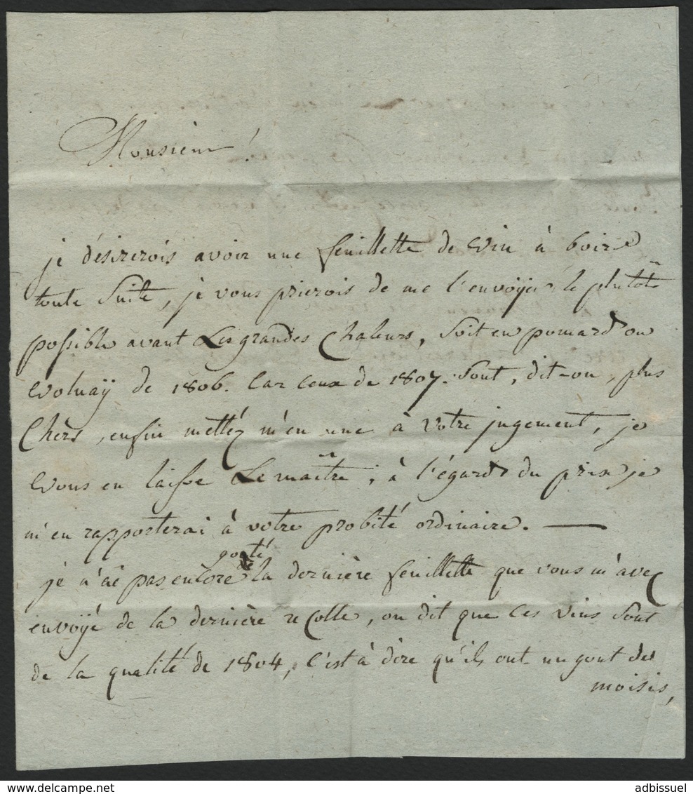 1806 "97 / DINANT" (27*10.5) En Noir S/ Lettre Datée De Bouvignes Sur Meuse Et Adressée à Pommard. Voir Description - 1792-1815: Départements Conquis